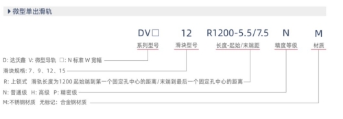 互换型微型导轨单出滑轨参数示例